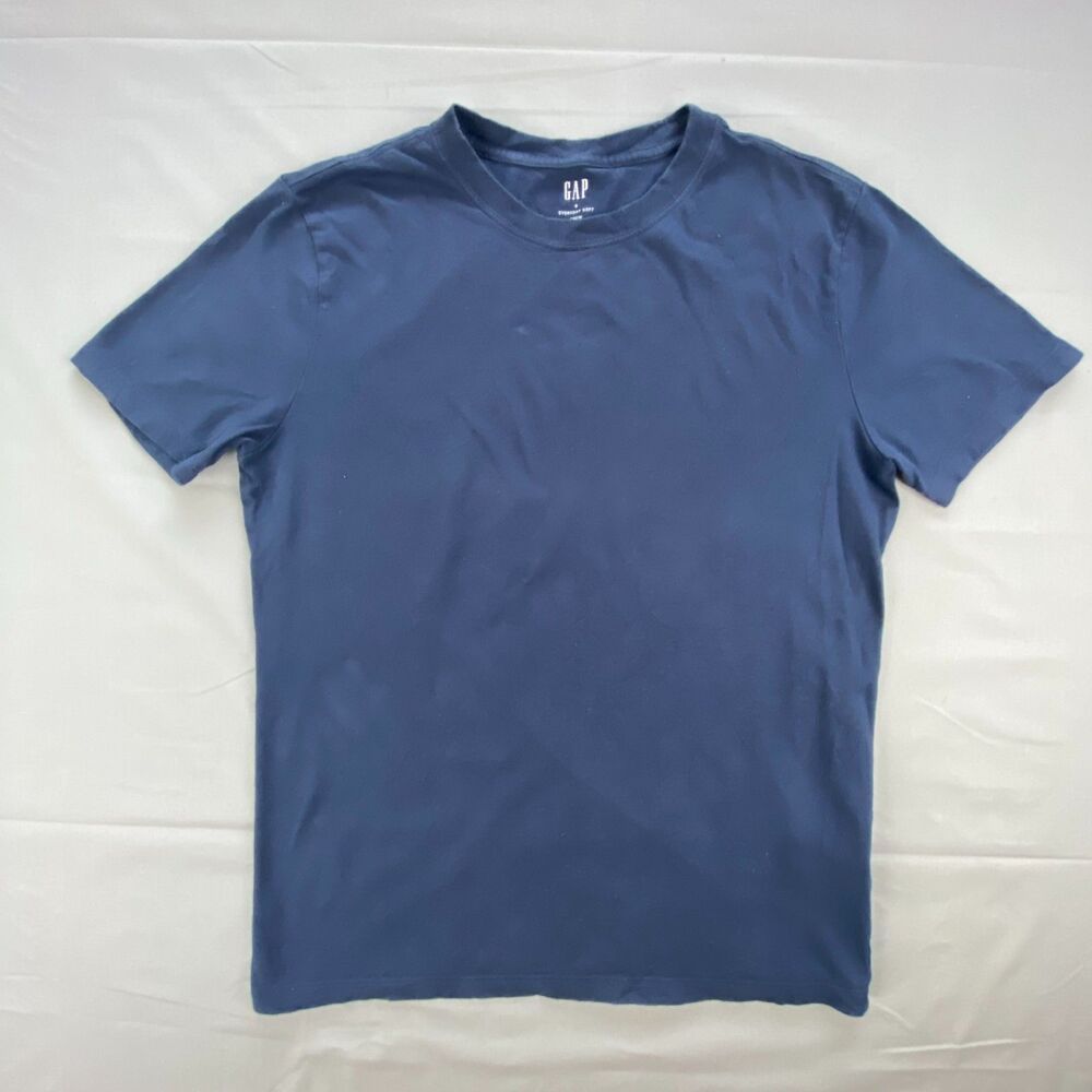 GAP Mens T-Shirt Size Medium Short Sleeve Crew Neck Solid Blue Gray